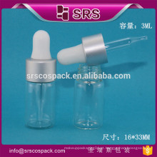 SRS vidro conta-gotas, vidro 3ml garrafa de óleo essencial com conta-gotas
